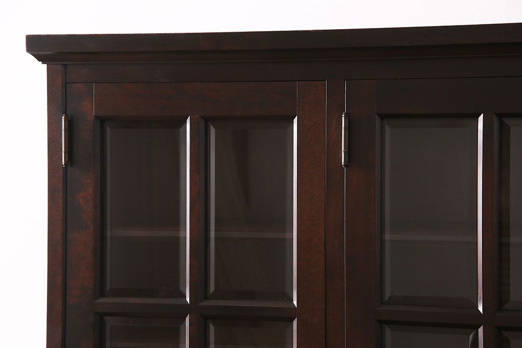 中古　美品　北海道民芸家具　HM165K　収納力抜群のシックな食器棚(カップボード、キャビネット)(定価約57万円)