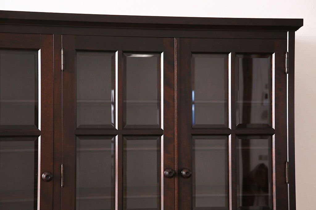 中古　美品　北海道民芸家具　HM165K　収納力抜群のシックな食器棚(カップボード、キャビネット)(定価約57万円)