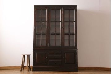 中古　北海道民芸家具　OM118　滑らかな質感が美しいブックケース(食器棚、飾り棚、収納棚)(定価約60万円)(2)