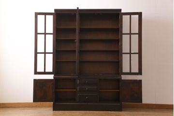 中古　北海道民芸家具　OM118　滑らかな質感が美しいブックケース(食器棚、飾り棚、収納棚)(定価約60万円)(2)