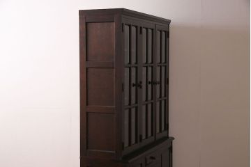 中古　北海道民芸家具　OM118　滑らかな質感が美しいブックケース(食器棚、飾り棚、収納棚)(定価約60万円)(2)