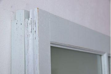 ペイント家具　色ガラス入り!十字の格子がおしゃれなガラス戸(引き戸、建具)(2枚組)