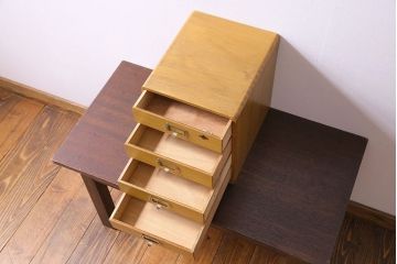 【O様ご成約済み・ご決済用】ビンテージ　ナラ材　ネームプレート付き　素朴な雰囲気漂う小引き出し(小物入れ)