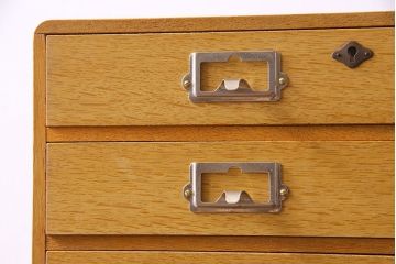 【O様ご成約済み・ご決済用】ビンテージ　ナラ材　ネームプレート付き　素朴な雰囲気漂う小引き出し(小物入れ)