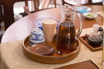 アンティーク雑貨　昭和中期　和の雰囲気漂う丸盆(お盆、トレー)