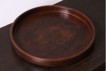 アンティーク雑貨　和製アンティーク　飴色の風合いが美しい丸盆(お盆、トレー)