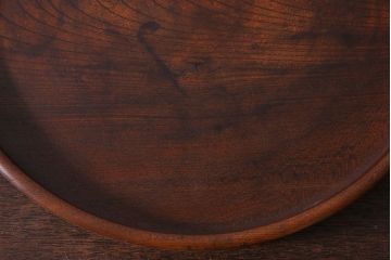 アンティーク雑貨　和製アンティーク　飴色の風合いが美しい丸盆(お盆、トレー)