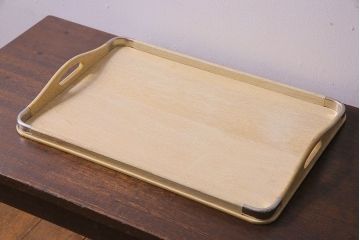 アンティーク雑貨　昭和中期　オーク(ナラ)材　素朴な雰囲気漂うお盆(木製トレー)(1)