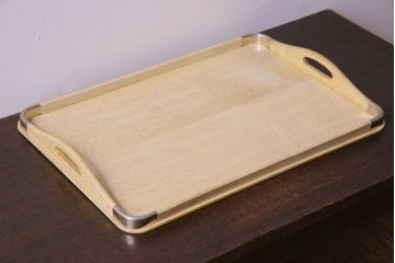 アンティーク雑貨　昭和中期　オーク(ナラ)材　素朴な雰囲気漂うお盆(木製トレー)(1)