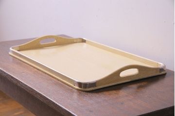 アンティーク雑貨　昭和中期　オーク(ナラ)材　素朴な雰囲気漂うお盆(木製トレー)(1)