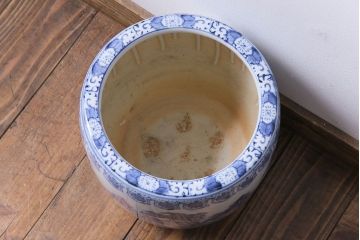 アンティーク雑貨　山水図　日本らしい雰囲気を高める瀬戸火鉢(鉢カバー)(1)