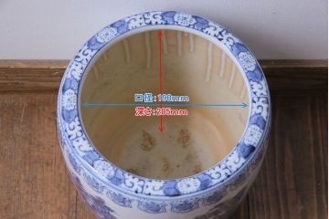 アンティーク雑貨　山水図　日本らしい雰囲気を高める瀬戸火鉢(鉢カバー)(1)
