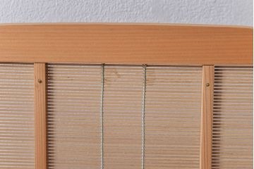 アンティーク雑貨　昭和期　竹を取り入れたモダンなデザインの四連折り畳み式パーテーション(衝立、仕切り)