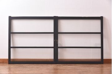 ペイント家具　モールガラス入り　モダンな引き戸(ガラス戸、窓)2枚セット(1)