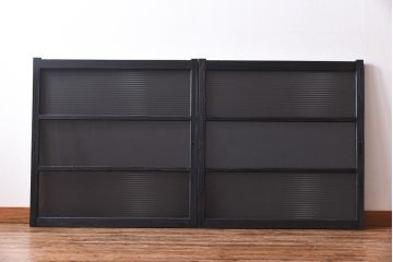 ペイント家具　モールガラス入り　モダンな引き戸(ガラス戸、窓)2枚セット(1)