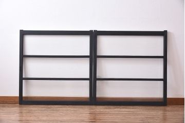 ペイント家具　モールガラス入り　モダンな引き戸(ガラス戸、窓)2枚セット(2)