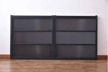 ペイント家具　モールガラス入り　モダンな引き戸(ガラス戸、窓)2枚セット(2)