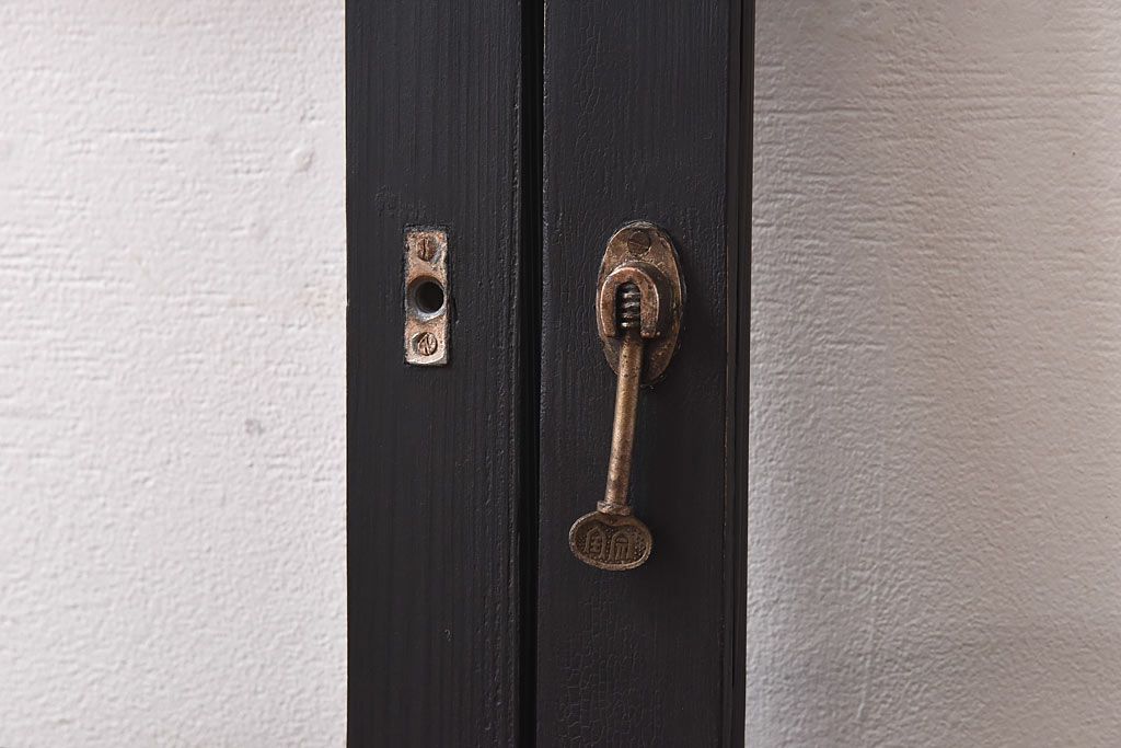 ペイント家具　モールガラス入り　モダンな引き戸(ガラス戸、窓)2枚セット(2)