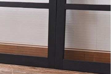ペイント家具　モールガラス入り　モダンな引き戸(ガラス戸、窓)2枚セット(2)
