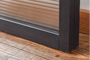 ペイント家具　モールガラス入り　モダンな引き戸(ガラス戸、窓)2枚セット(2)