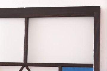 大正ロマン　色ガラス入り　レトロなデザインのガラス戸(引き戸、建具)4枚組