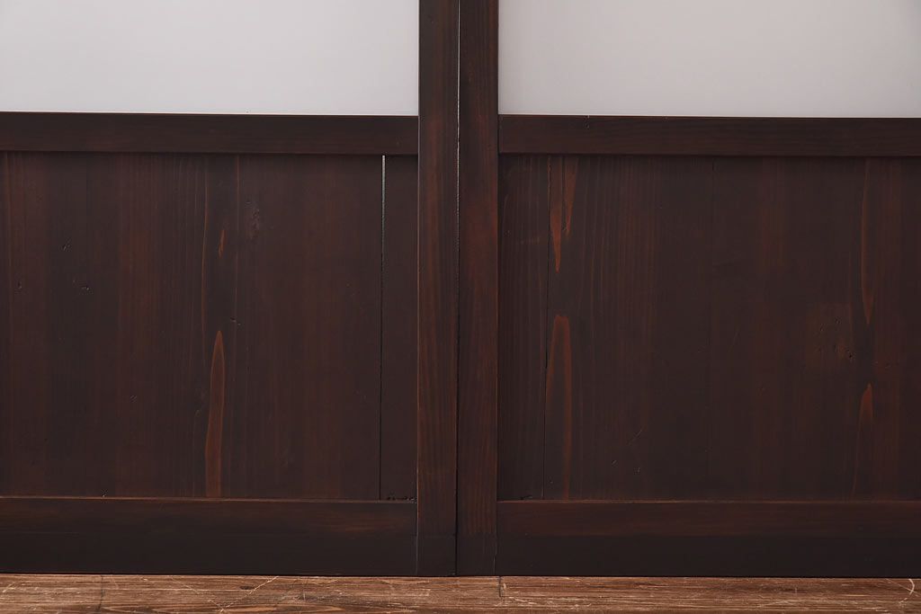 大正ロマン　色ガラス入り　レトロなデザインのガラス戸(引き戸、建具)4枚組