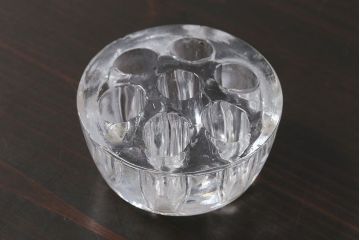 アンティーク雑貨　イギリス　シンプルなデザインのガラス製フラワーホルダー(ペン立て)
