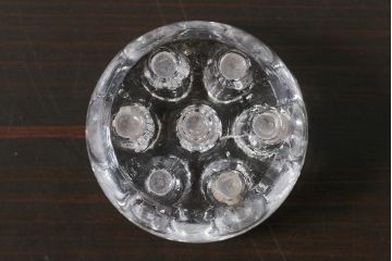 アンティーク雑貨　イギリス　シンプルなデザインのガラス製フラワーホルダー(ペン立て)