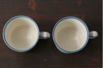 アンティーク雑貨　イギリスビンテージ　WEDGWOOD(ウェッジウッド)　BLUE PACIFIC(ブルーパシフィック)　カップ&ソーサー(洋食器、コーヒーカップ)2客セット