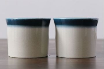 アンティーク雑貨　イギリスビンテージ　WEDGWOOD(ウェッジウッド)　BLUE PACIFIC(ブルーパシフィック)　カップ&ソーサー(洋食器、コーヒーカップ)2客セット