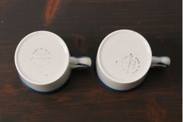 アンティーク雑貨　イギリスビンテージ　WEDGWOOD(ウェッジウッド)　BLUE PACIFIC(ブルーパシフィック)　カップ&ソーサー(洋食器、コーヒーカップ)2客セット
