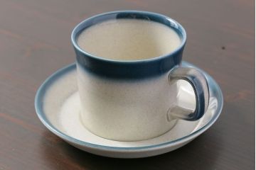 アンティーク雑貨　イギリスビンテージ　WEDGWOOD(ウェッジウッド)　BLUE PACIFIC(ブルーパシフィック)　カップ&ソーサー(洋食器、コーヒーカップ)1客セット