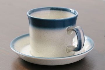 アンティーク雑貨　イギリスビンテージ　WEDGWOOD(ウェッジウッド)　BLUE PACIFIC(ブルーパシフィック)　カップ&ソーサー(洋食器、コーヒーカップ)1客セット