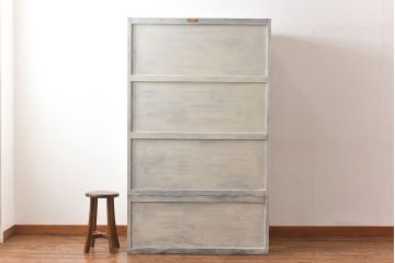 ペイント家具　中古　松本民芸家具　柔らかな色合いが魅力のD型洋服箪笥(ワードローブ、チェスト、キャビネット)