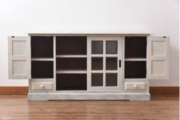 ペイント家具　ビンテージ　北海道民芸家具　HM135　アンティークカラーが魅力のサイドボード(サイドキャビネット、収納棚)