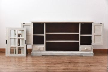 ペイント家具　ビンテージ　北海道民芸家具　HM135　アンティークカラーが魅力のサイドボード(サイドキャビネット、収納棚)