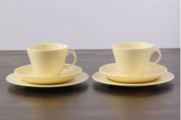 アンティーク雑貨　イギリスビンテージ　Woods ware(ウッズウエア)　Jasmine(ジャスミン)　レトロなトリオ2客セット