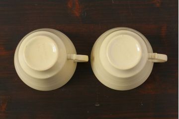 アンティーク雑貨　イギリスビンテージ　Woods ware(ウッズウエア)　Jasmine(ジャスミン)　レトロなトリオ2客セット