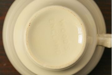 アンティーク雑貨　イギリスビンテージ　Woods ware(ウッズウエア)　Jasmine(ジャスミン)　レトロなトリオ2客セット