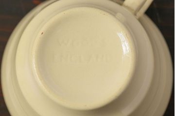 アンティーク雑貨　イギリスビンテージ　Woods ware(ウッズウエア)　Jasmine(ジャスミン)　レトロなトリオ2客セット