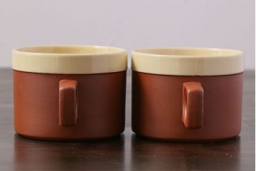 イギリスビンテージ　HORNSEA(ホーンジー)　CINNAMON(シナモン)　カップ&ソーサー&プレート　トリオ2客(1)