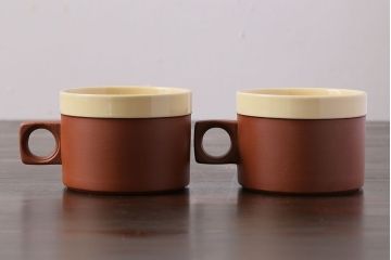 イギリスビンテージ　HORNSEA(ホーンジー)　CINNAMON(シナモン)　カップ&ソーサー&プレート　トリオ2客(2)