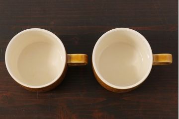 アンティーク雑貨　イギリスビンテージ　HORNSEA(ホーンジー)　Saffron(サフラン)　レトロでかわいらしいトリオ2客セット(2)