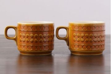アンティーク雑貨　イギリスビンテージ　HORNSEA(ホーンジー)　Saffron(サフラン)　レトロでかわいらしいトリオ2客セット(2)