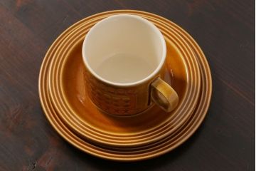 アンティーク雑貨　イギリスビンテージ　HORNSEA(ホーンジー)　Saffron(サフラン)　レトロでかわいらしいトリオ1客