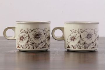 アンティーク雑貨　イギリスビンテージ　HORNSEA(ホーンジー)　Cornrose(コーンローズ)　カップ&ソーサー2客セット(2)