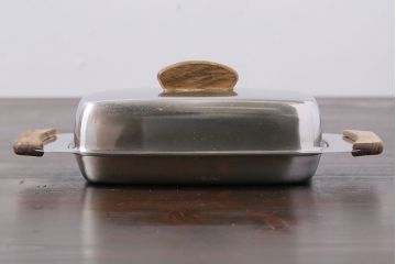 イギリスビンテージ　丸みを帯びたつまみが可愛らしい蓋付き長皿(トレー)