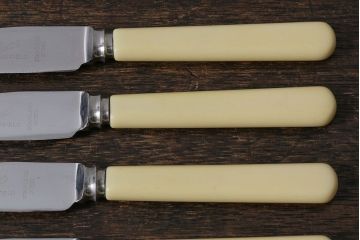 アンティーク雑貨　イギリスビンテージ　SHEFFIELD(シェフィールド)　様々な食器と馴染みやすいバターナイフ6本セット