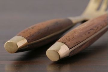 イギリスビンテージ　味のある木製持ち手のフォーク(カトラリー)2本セット
