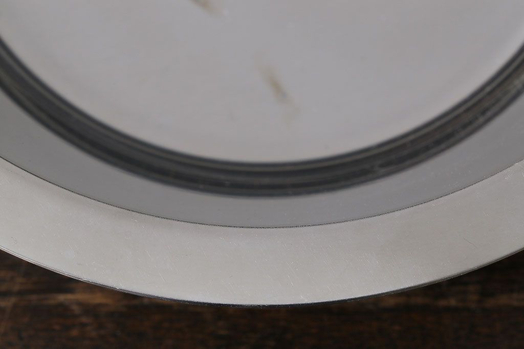 アンティーク雑貨　北欧ビンテージ　デンマーク製　木の取っ手が魅力のステンレスボウル(お皿)